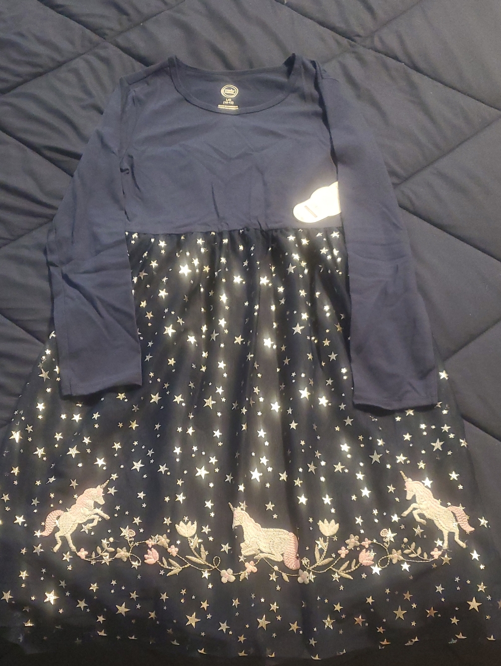 wonder nation Navy Long-Sleeve Unicorn Star Print